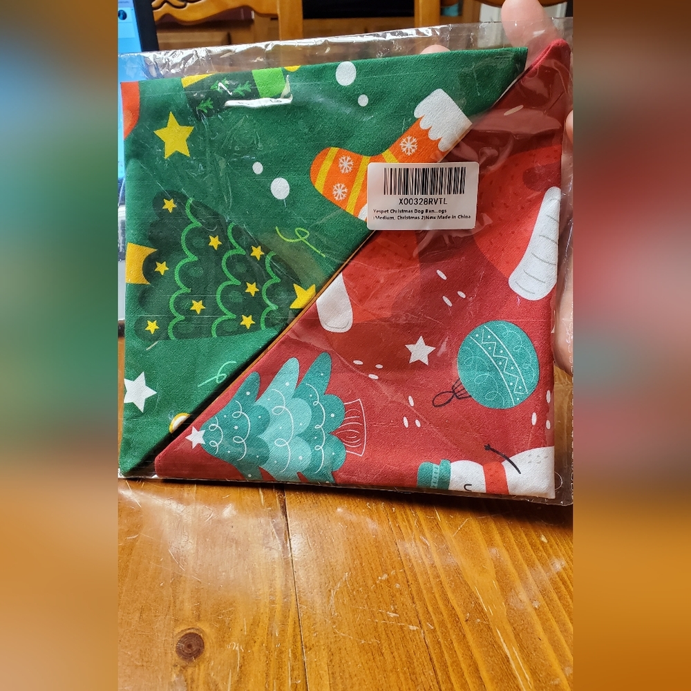 Dog Bandanas Pets Christmas Dog Bandanas Medium Green Red